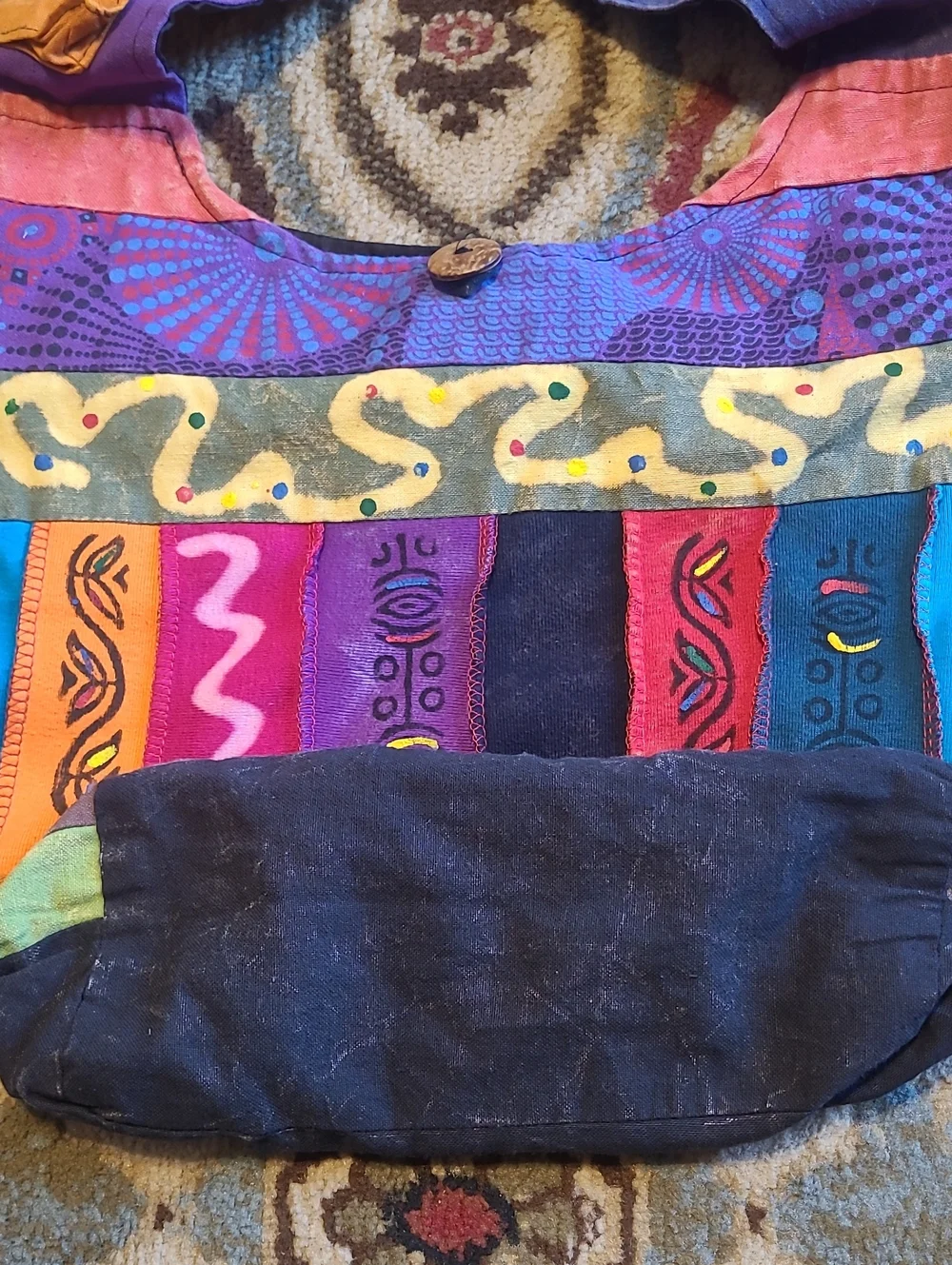 The Collection Royal Patchwork Hand-painted Boho Bohemian Hobo Bag Purse Artsy